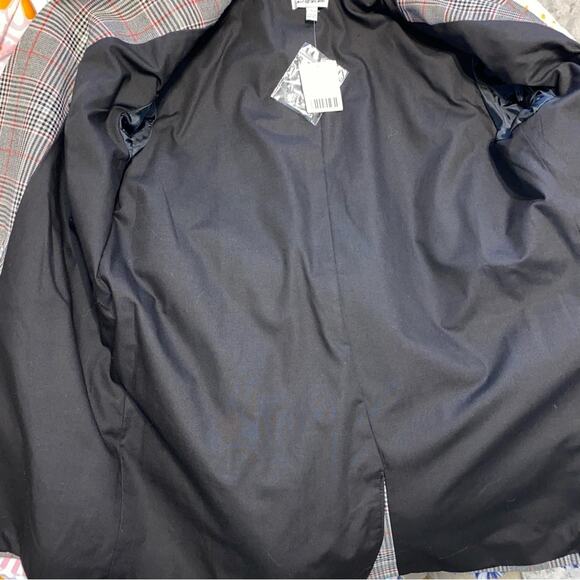 New Urban Outfitters $99 Plaid Double Breasted Red Blk Check Blazer Small NWT - Picture 10 of 15